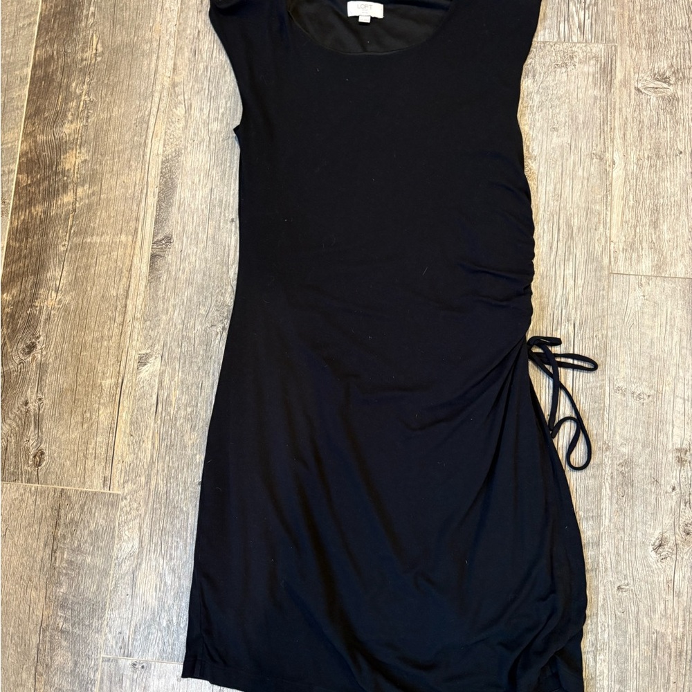 Loft Black Petite Casual Cotton Dress Size Large